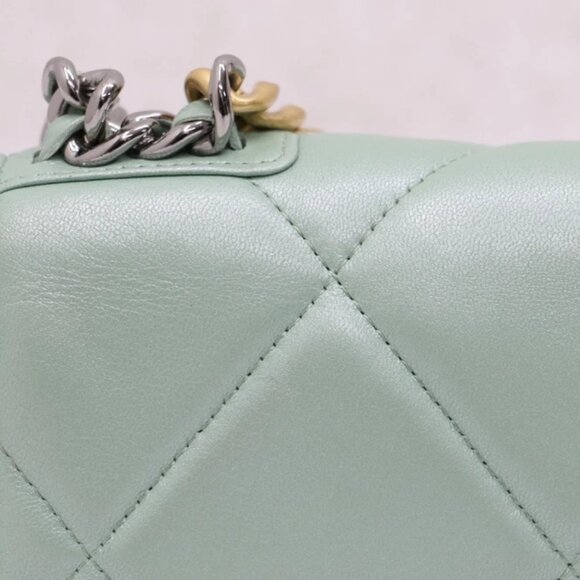Chanel Lambskin Quilted Chanel 19 Wallet On Chain - Light Green E3H9X7NA - Picture 11 of 14